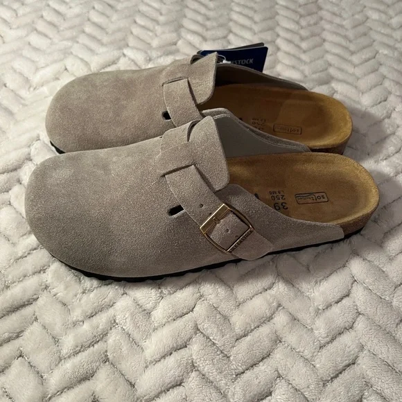 Birkenstock Boston Clog Taupe Soft Footbed Womens 6 6.5 7 7.5 8 8.5 9.5 10 10.5 - Picture 3 of 6